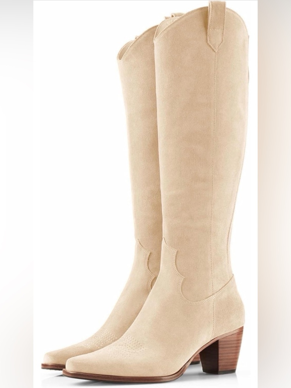 Women's Beige Suede Knee-High Boots Size 8